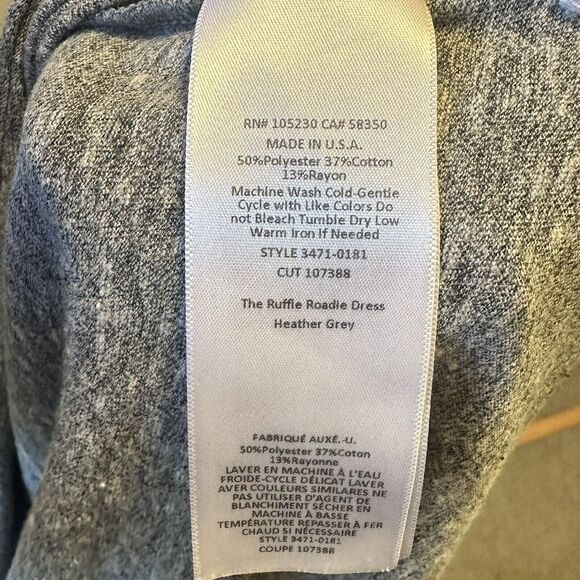 Current/Elliott Women 2 Medium Dress Ruffle Roadie T-shirt Heathered Gray - Picture 6 of 7